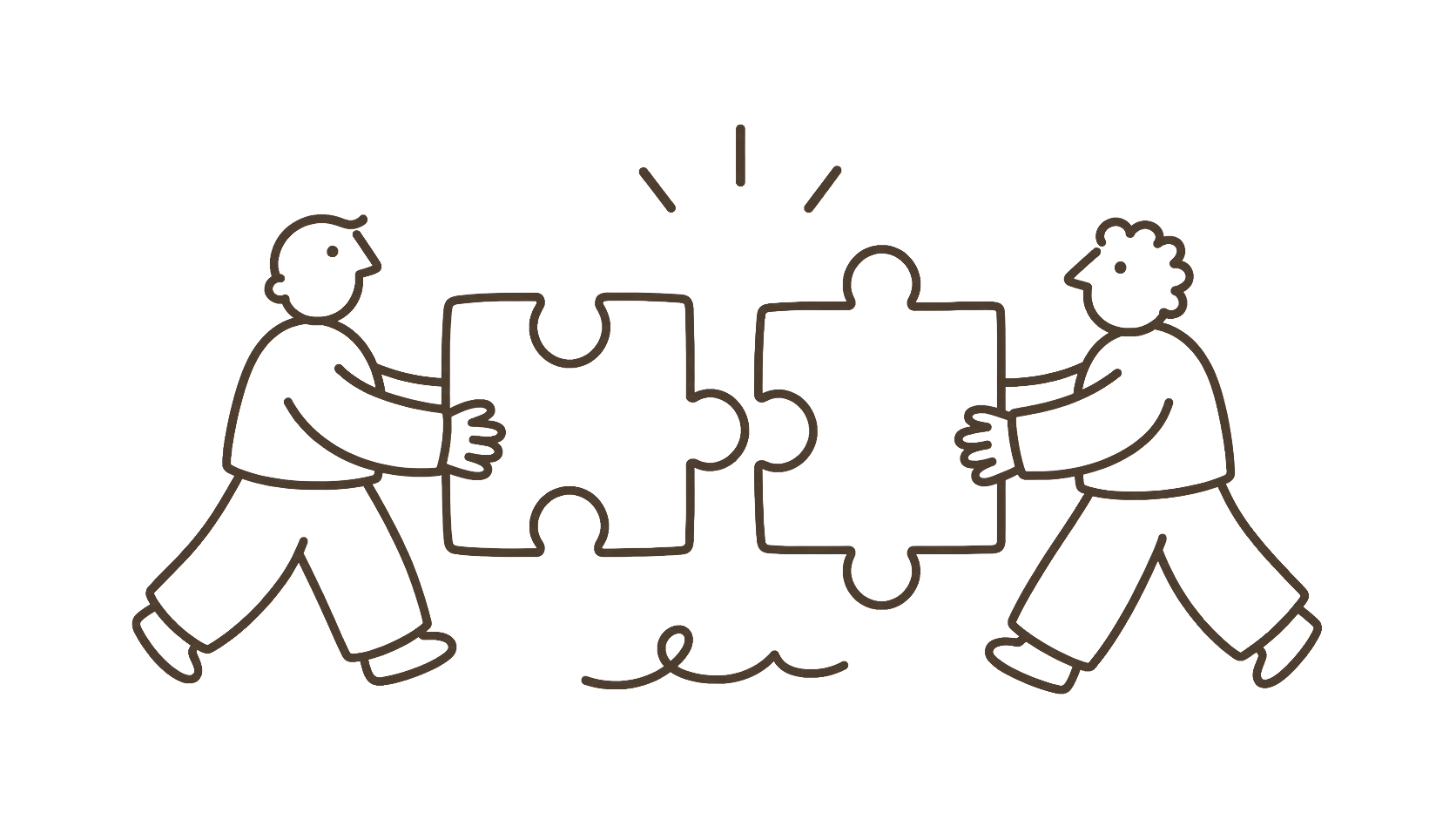 Illustration représentant la collaboration entre une entreprise et sa partenaire en marque et création
