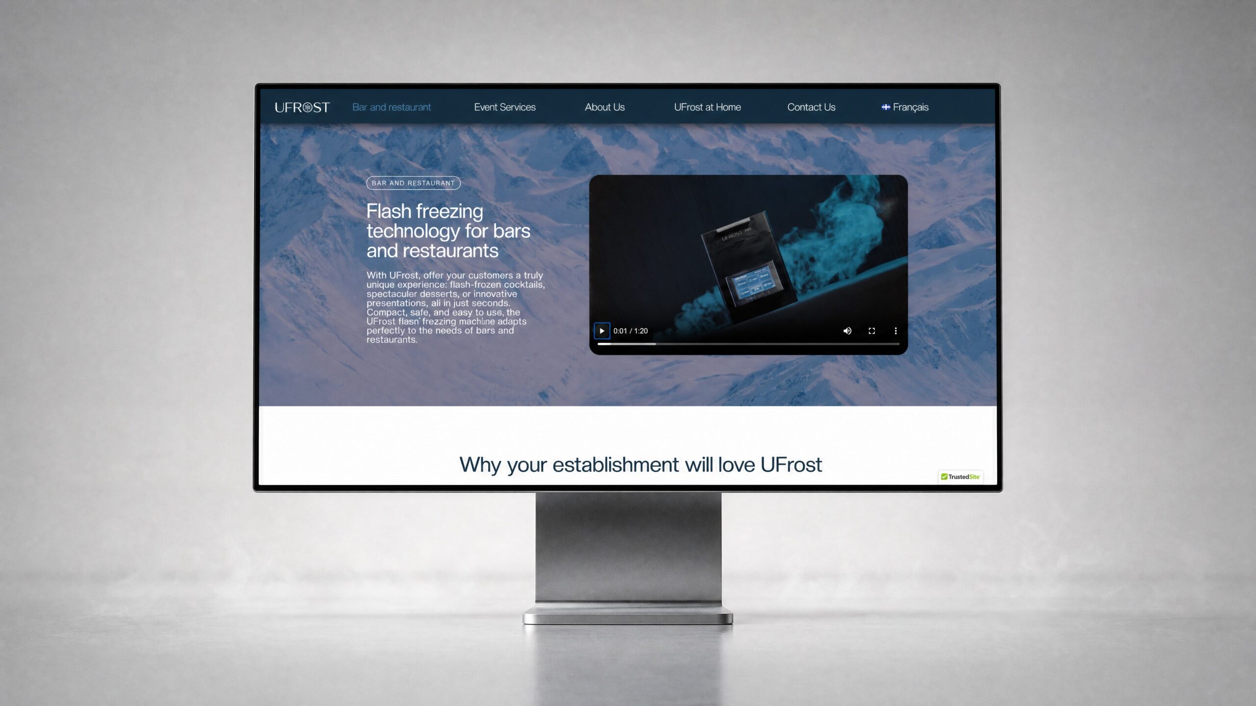 Site web UFrost, page bars et restaurants